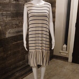 Chic Striped Sleeveless Midi Dress